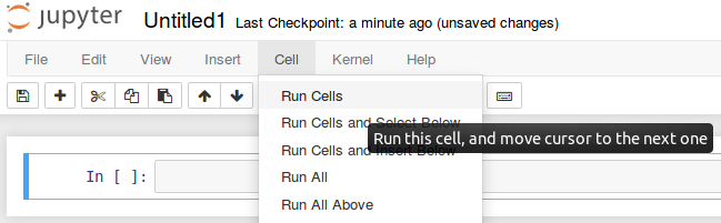 Figure 3. Screenshot illustrating the way to run a jupyter notebook cell.