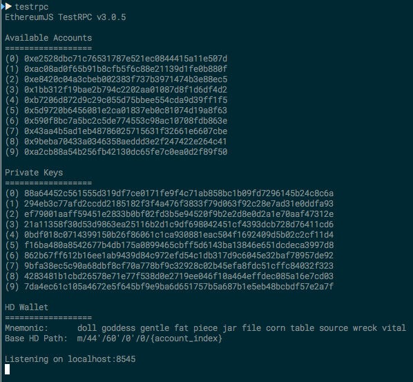 TestRPC Output